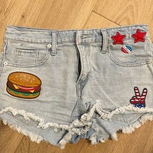 Denim shorts with patches